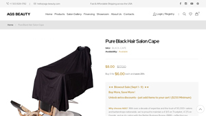 AGS Salon Equipment - Pure Black Hair Cutting Cape