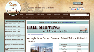 A Rustic Garden - 3 Foot Wrought Iron Fence Panels