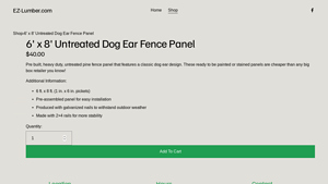 Untreated Dog Ear Fence Panel - 6' x 8'