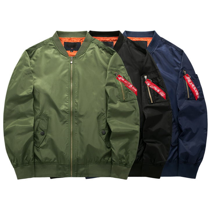 A stock image illustrating bomber jacket clothing wholesale concepts