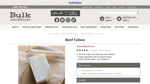 Bulk Apothecary - Beef Tallow for Soap Making