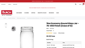 Burch Bottle - 16oz Economy Round Glass Jar