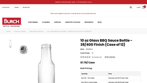 Burch Bottle - 10 oz Glass BBQ Sauce Bottle