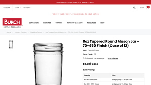 Burch Bottle - Wholesale 8 oz Round Mason Jars