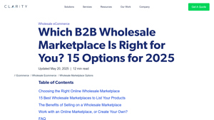 Clarity Ventures - Wholesale Marketplace Solutions