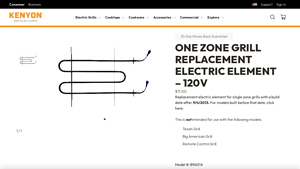 Kenyon - Electric Grill Element Replacement