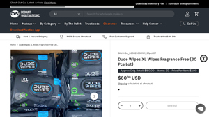 Dude Wipes - XL Fragrance Free Wipes (30 Pcs Lot)