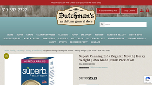 Dutchman's Store - Superb Canning Lids Regular Mouth