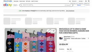 Argyle Knee High Socks - Wholesale Lot of 10