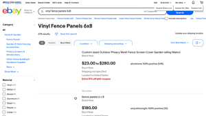 Vinyl Fence Panels - 6x8 in Various Colors