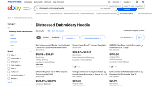 Distressed Embroidery Hoodie - eBay