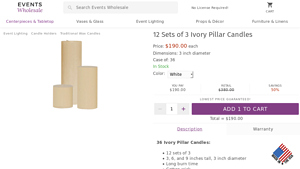 Events Wholesale - Ivory Pillar Candles Set