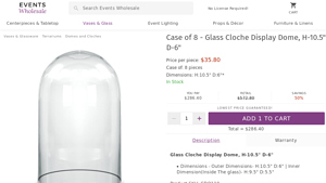 Events Wholesale - Glass Cloche Display Dome