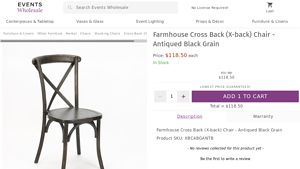 Events Wholesale - Farmhouse Cross Back Chair