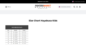 Hayabusa - Kids Size Chart