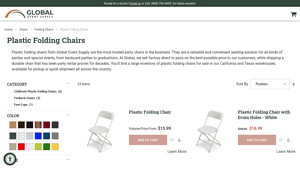 Global Event Supply - Plastic Folding Chairs