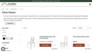 Global Event Supply - Clear Polycarbonate Chairs