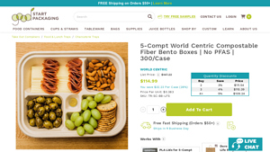 Good Start Packaging - 5-Compartment Compostable Fiber Bento Boxes