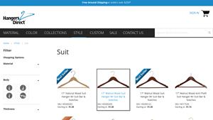 Hangers Direct - 17 Natural Wood Suit Hanger
