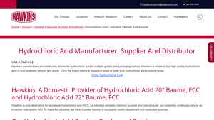 Hawkins Inc - Hydrochloric Acid Supplier