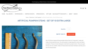 Hearts Content - Extra Large Artificial Pumpkin Stems