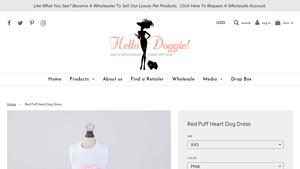 Hello Doggie - Red Puff Heart Dog Dress