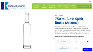 Kaufman - 750 ml Glass Spirit Bottle