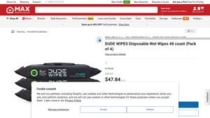 Dude Wipes - Disposable Wet Wipes, 48 Count (Pack of 4)