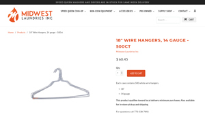 Midwest Laundries - 18 Wire Hangers 500ct