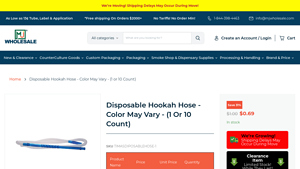 MJ Wholesale - Disposable Hookah Hose
