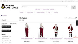 Morris Costumes - Burgundy Velvet Santa Overalls & Suit
