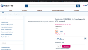 NovoPro Labs - Retatrutide Peptide 99.6% Purity