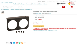 Auto Meter - 3232 Mount Panel 2-Hole 2-5/8