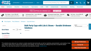 Oriental Trading - Bulk Party Cups with Lids & Straws