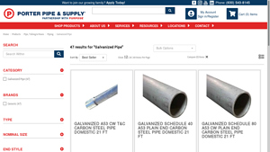 Porter Pipe - Galvanized Pipe