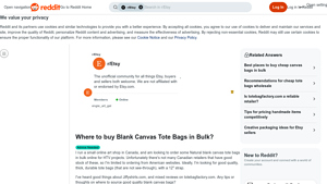Reddit - Bulk Natural Canvas Tote Bags