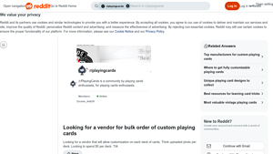 Custom Playing Cards - Bulk Order Vendor Needed