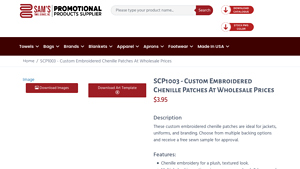 Sam's Shop Towels - Custom Embroidered Chenille Patches