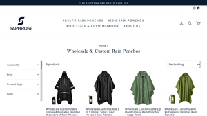 Saphirose - Unisex Adjustable Hooded Waterproof Rain Poncho