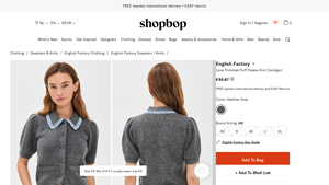 English Factory - Lace Trimmed Puff Sleeve Knit Cardigan