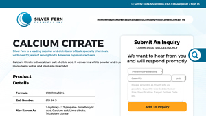Silver Fern Chemical - Calcium Citrate