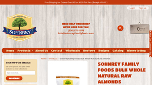 Sohnrey Family Foods - Bulk Whole Natural Raw Almonds