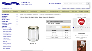 Specialty Bottle - 16 oz Clear Glass Jar with Gold Lid