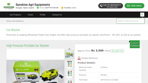 Sunshine Agri Equipments - High Pressure Portable Car Washers