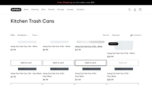 Superior Brand - Swing Top Trash Cans