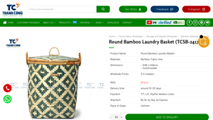 Thanh Cong - Round Bamboo Laundry Basket