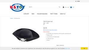 Ustoy - Adult Size Skull and Cross Bone Pirate Hat