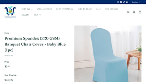 Wedding Linens Direct - Spandex Banquet Chair Covers 2-Pack Baby Blue