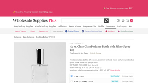 Wholesale Supplies Plus - Clear Glass Perfume Bottle