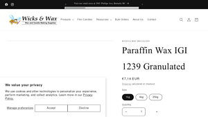 Wicks and Wax - Paraffin Wax IGI 1239 Granulated
